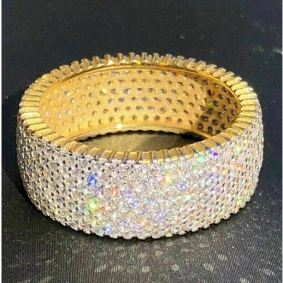 Sterling silver and 18kt gold plated pave band - Picture 6 of 9